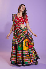 Thumbnail for Multi Color Pure Cotton Hand Block Print Navratri Lehenga Choli with Dupatta - Raas - Distacart