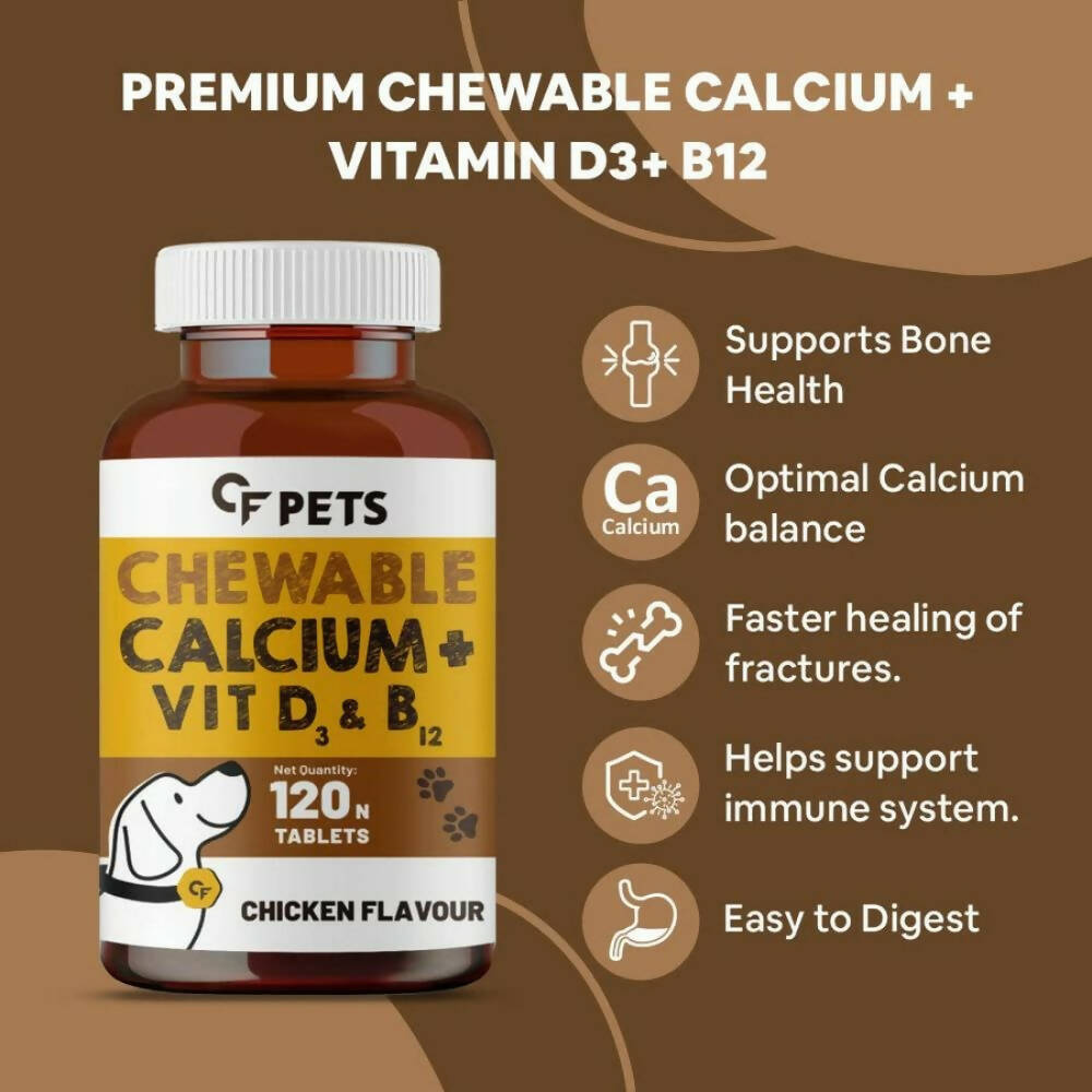 Carbamide Forte Pets Chewable Calcium Supplement with Vitamin D3, B12 Magnesium & Zinc Tablets - Distacart