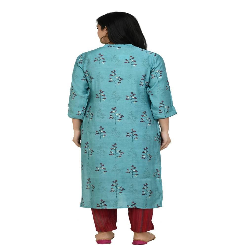 Lagi Women's Turquoise Blue Printed Straight Kurta & Pant (MC41A)