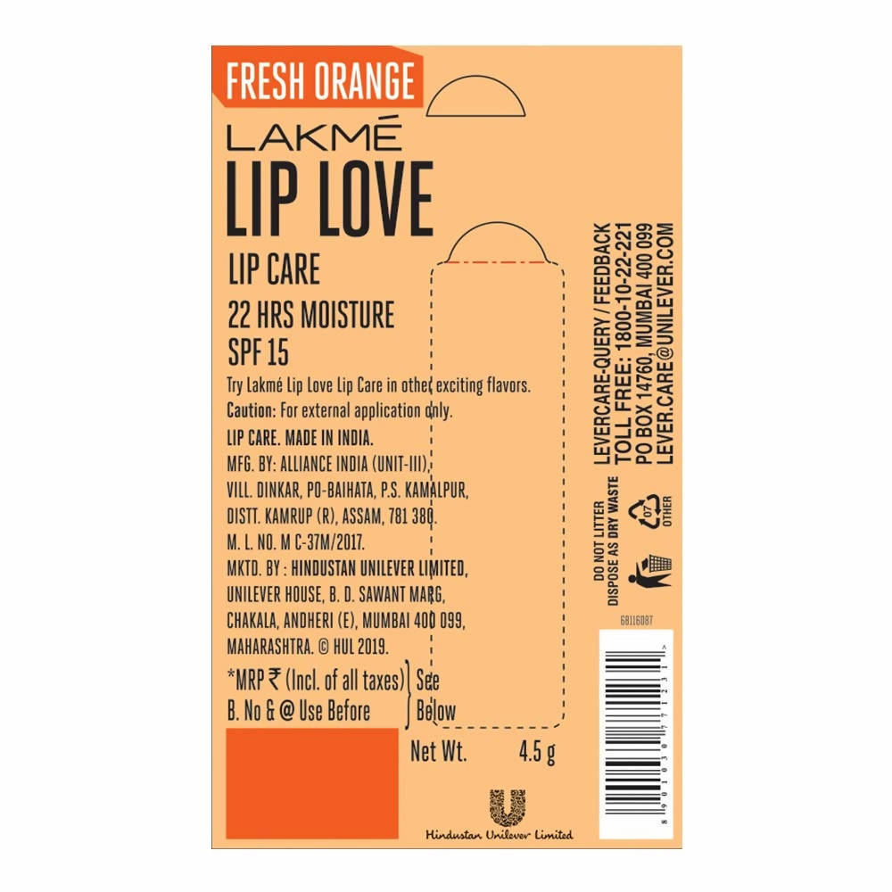 Lakme Lip Love Gelato Chapstick - Fresh Orange 4.5g