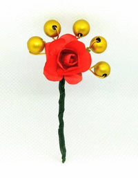 Thumbnail for Red Rose Flower With Gold Beaded Hair Brooches (Set of 8 Brooches)