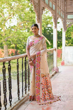 Thumbnail for Vishnu Weaves Women's Maroon Muga Cotton Woven Saree with Blouse - Distacart