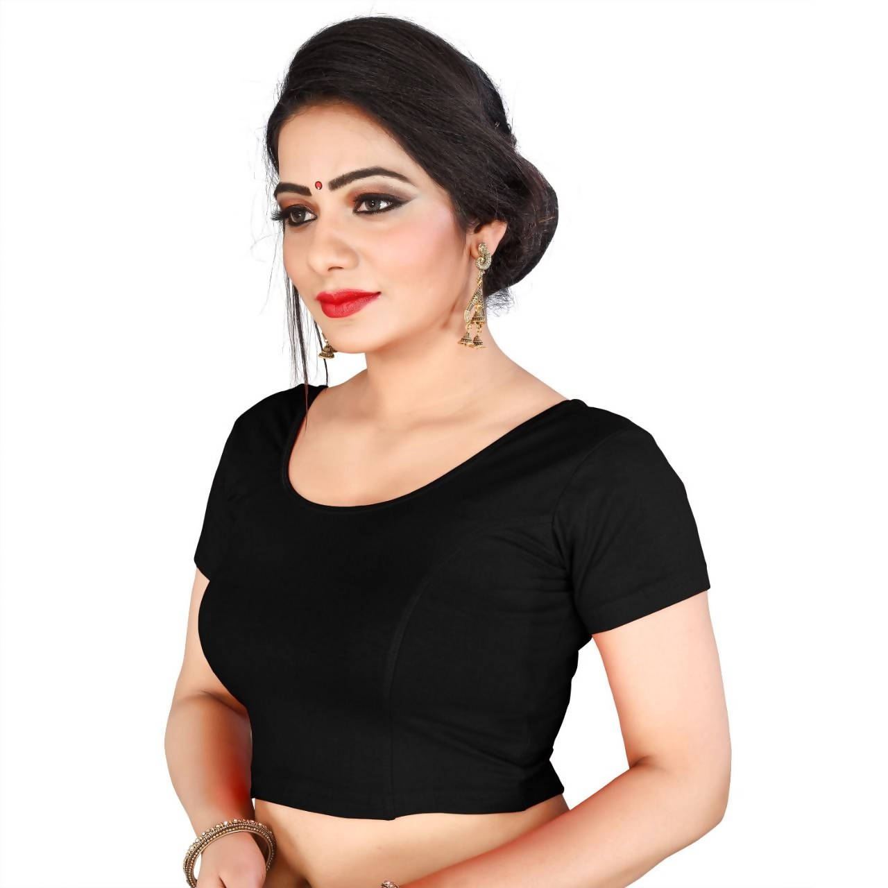 Vamika Black Lycra Plain Blouse - Distacart
