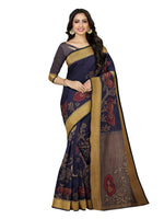 Thumbnail for Mimosa Women's Kanchipuram Art Silk Navy Blue Saree - Distacart