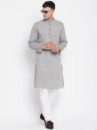 Thumbnail for Even Apparels White Pure Cotton Men's Long Kurta With Band Collar - Distacart