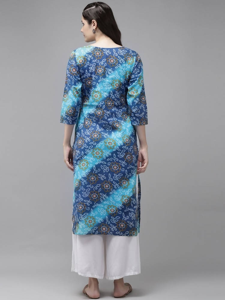 Yufta Blue Bandhani Kurta