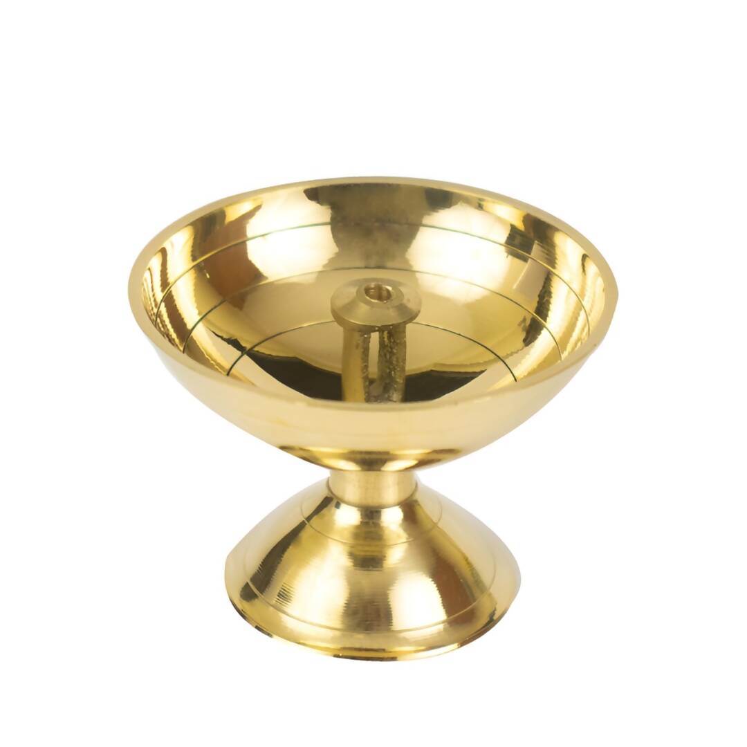 Spillbox Gold-Toned Brass Small Diya Round Pooja Essential - Distacart