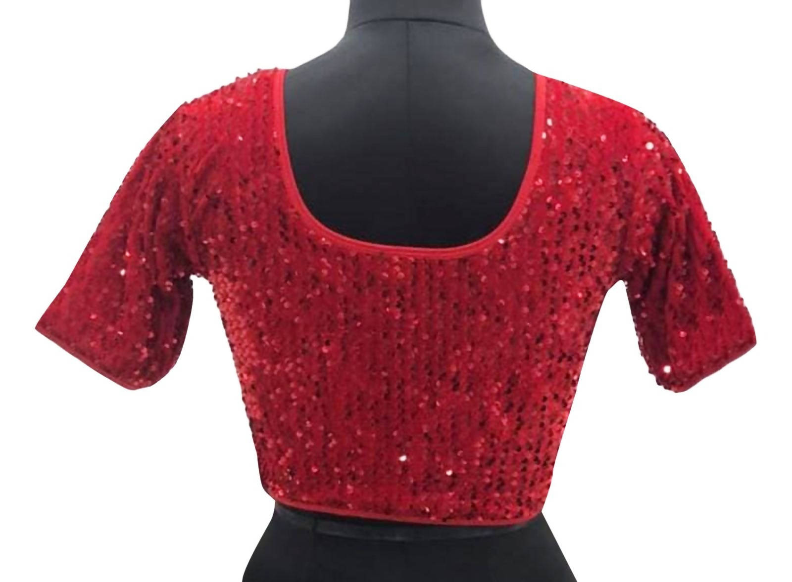 Vamika Red Velvet Sequence Blouse - Distacart
