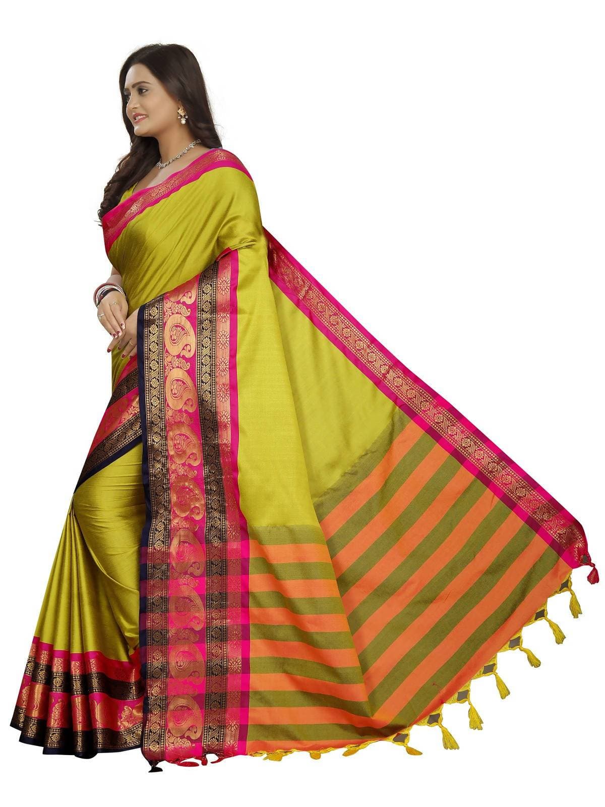 Vamika Banarasi Silk Mehandi Green Weaving Saree