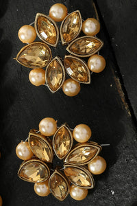 Thumbnail for Mominos Fashion Johar Kamal Gold-Plated Brass Finish Kundan/Pearls Choker For Women (Golden) - Distacart