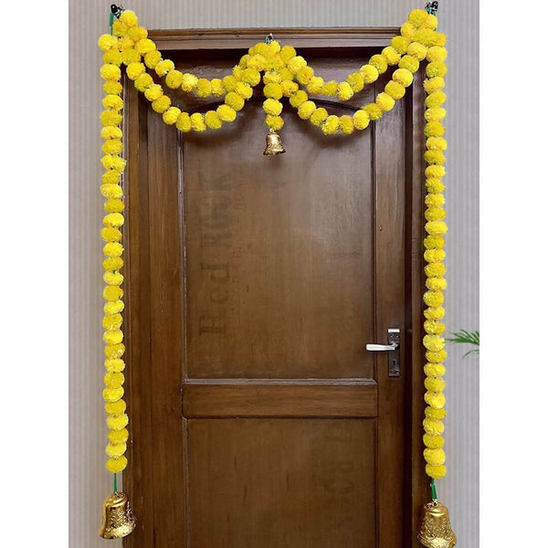 Tied Ribbons Yellow Hanging Marigold Garland Toran - Distacart