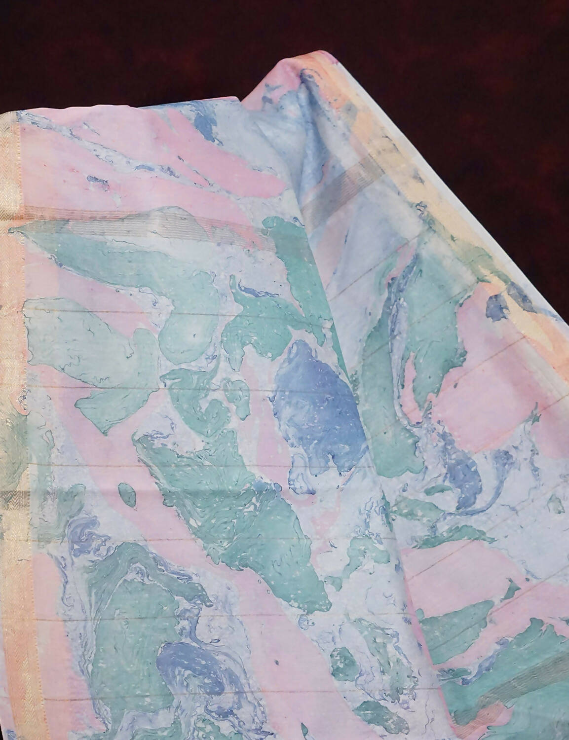 Shades Of Baby Pink And Sea Blue Printed Chanderi Saree For Regular/Office Wear By Gayathri Reddy Designer Studio - Distacart