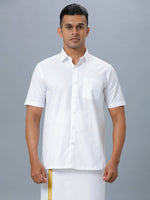 Thumbnail for Ramraj Cotton Mens Half Sleeve Formal Poly Cotton White Shirt - Distacart