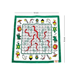 Desi Toys Dashavatar Snakes & Ladders/Saap Seedi, Classic Strategy Board Game with Canvas Fabric Board, Based on Indian Mythological Story - Distacart