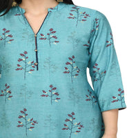 Thumbnail for Lagi Women's Turquoise Blue Printed Straight Kurta & Pant (MC41A)