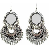 Thumbnail for Sun Design Mirror Moon Style Hanging Earrings For Parties