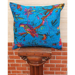 Thumbnail for The Decor Nook Turquoise Base With Birds Print Cushion Cover - Distacart