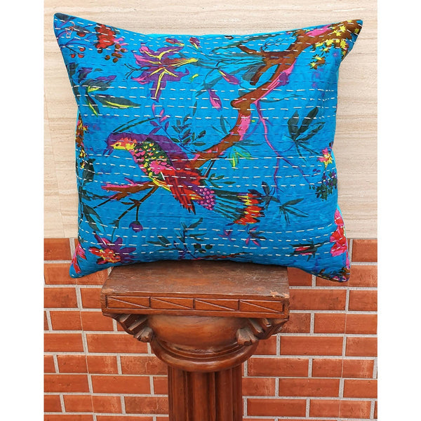 The Decor Nook Turquoise Base With Birds Print Cushion Cover - Distacart