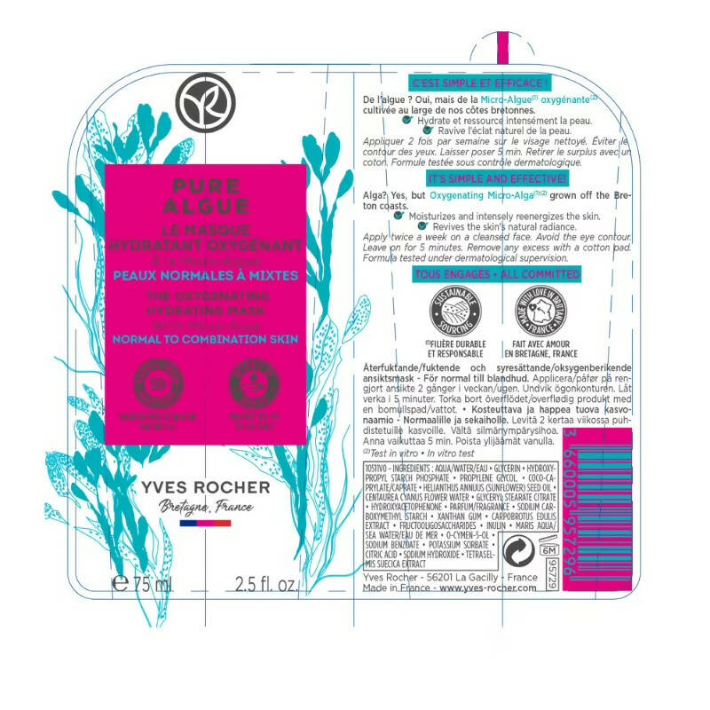 Yves Rocher Pure Algue The Oxygenating Hydrating Mask - Distacart