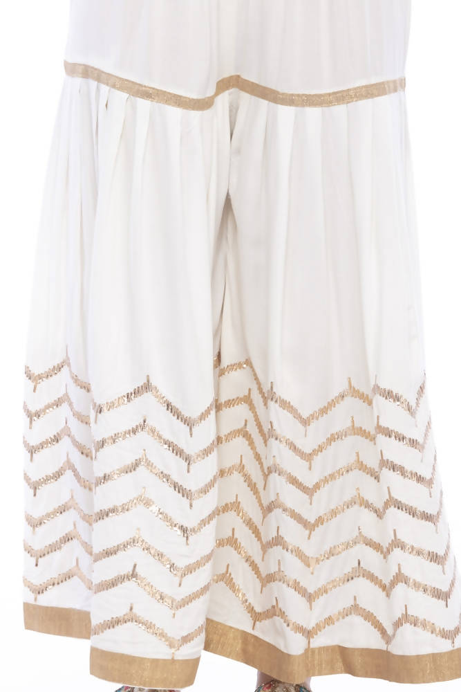 Mominos Fashion Latest Cotton Off White Gota Print Sharara For Girls - Distacart