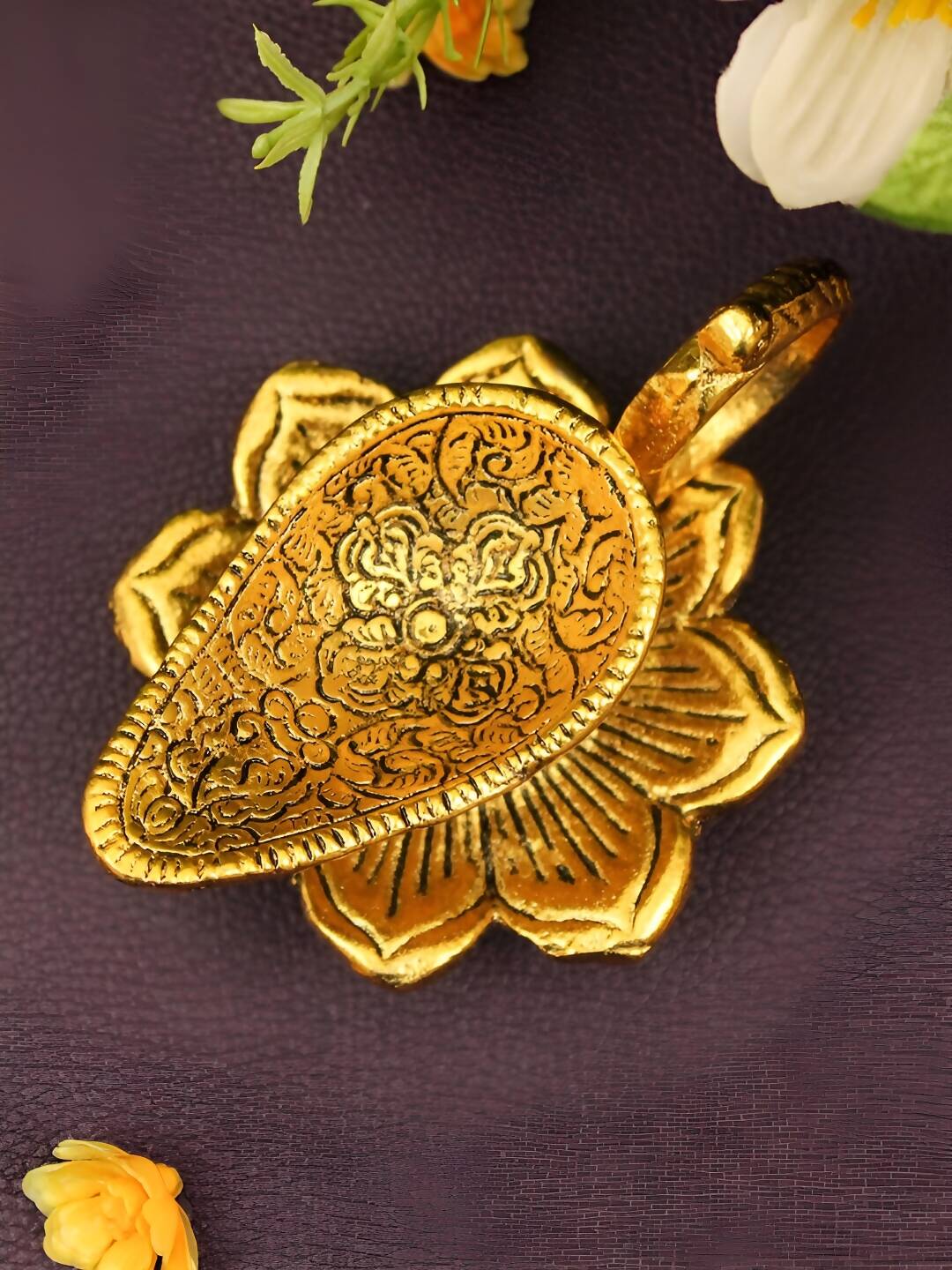 Spillbox Gold-Toned Brass Aishwarya Diya Pooja Essential - Distacart
