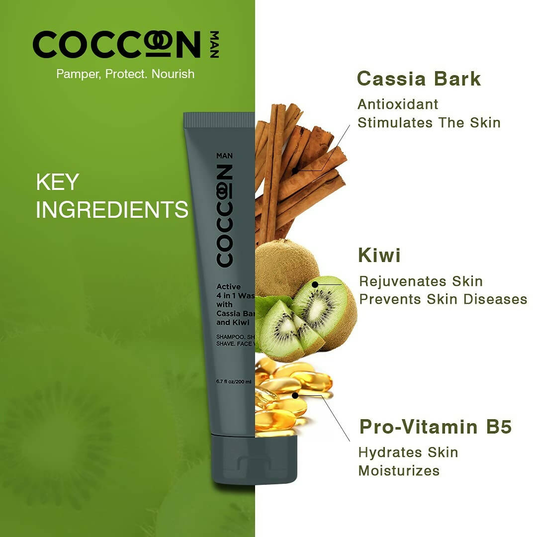 Coccoon Man Active 4 In 1 Wash With Cassia Bark & Kiwi - Distacart