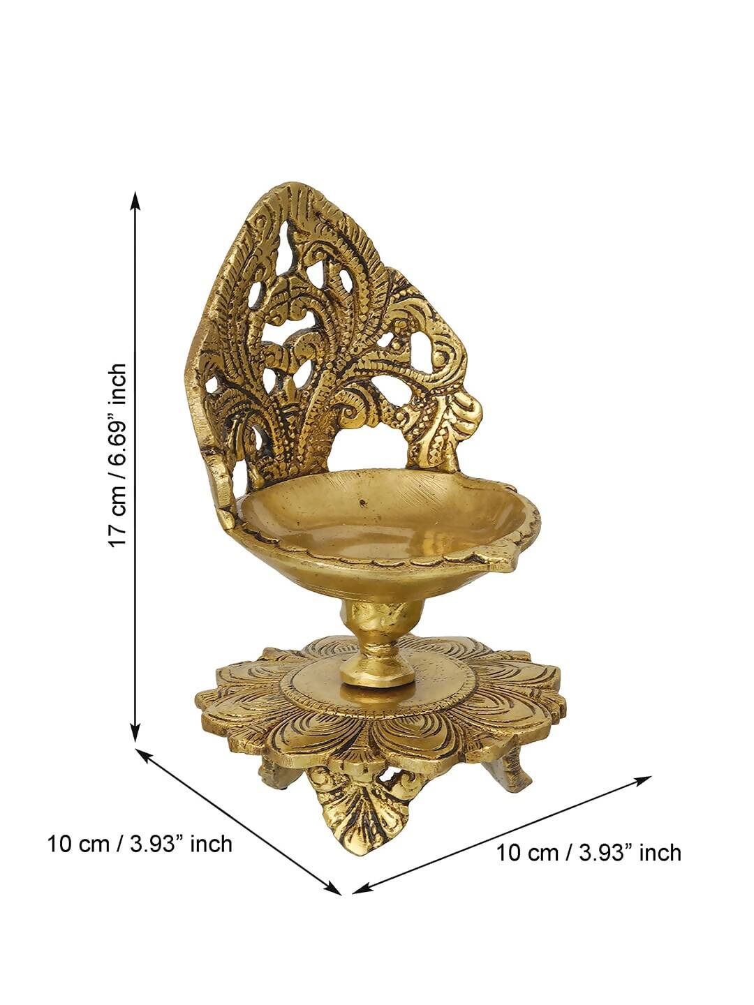 eCraftIndia Golden Decorative Handcrafted Brass Diya Stand - Distacart