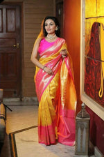 Thumbnail for DEIANA'S Beautiful Golden Jari with New Design Soft Lichi Silk Saree - Yellow - Distacart
