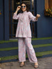 Light Pink Rayon Floral Printed Top with Matching Bottom - Eesha - Distacart