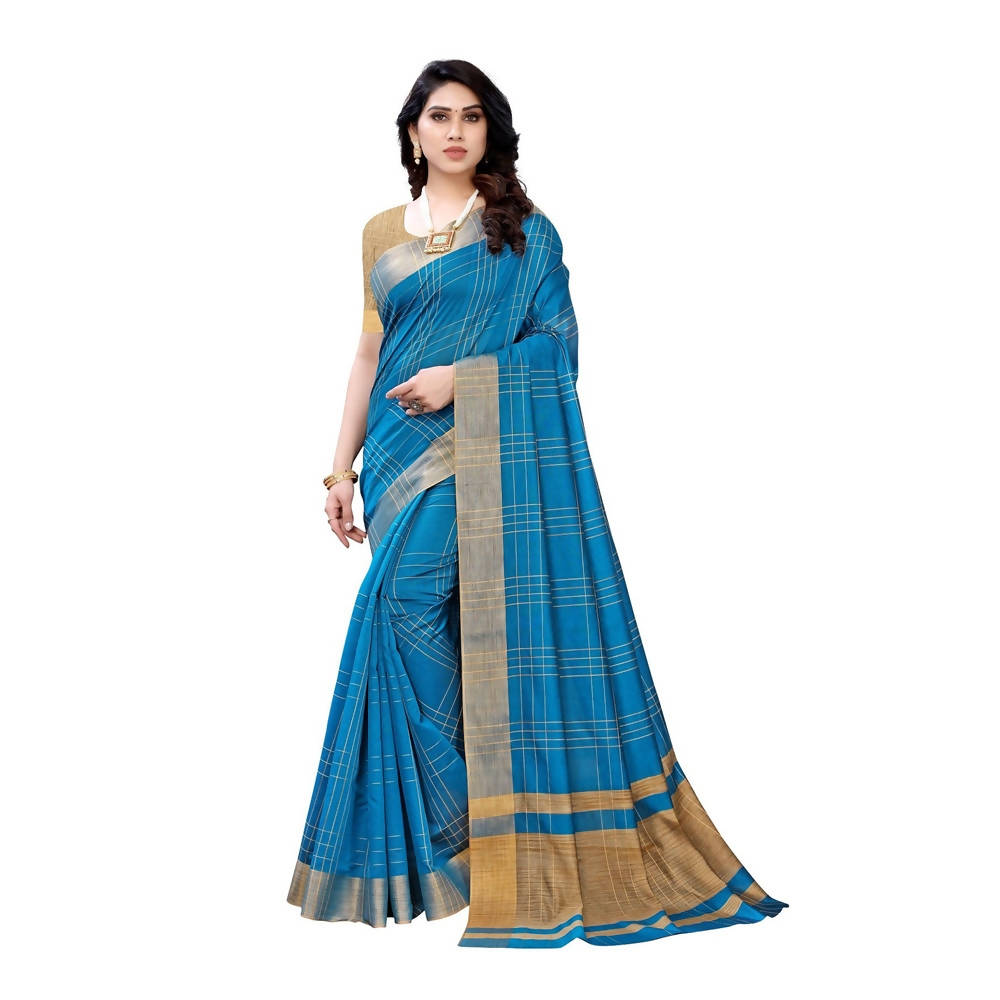 Vamika Blue Cotton Silk Weaving Saree (Anaya Blue)