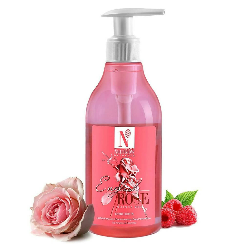 NutriGlow NATURAL'S English Rose Shower Gel With Mulberry Extract For Long Lasting Freshness - Distacart