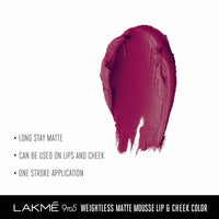 Thumbnail for Lakme 9 to 5 Weightless Mousse Lip & Cheek Color - Magenta Kiss - Distacart