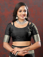 Thumbnail for Lorenvalley Fashion Black Soft Silk Woven Design Gold Zari Weaving Saree - Distacart