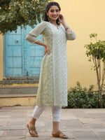 Thumbnail for Juniper Women's Ltgreen Georgette Printed Kurta - Distacart