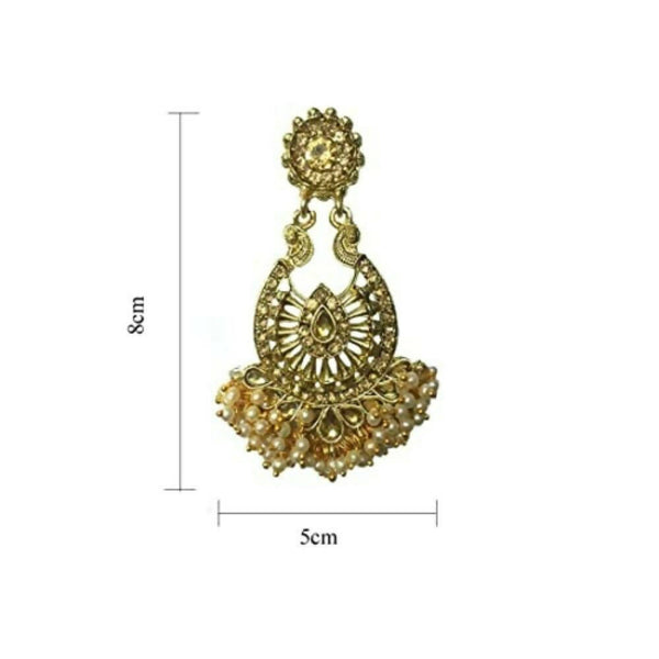 Tiaraa Golden Pearl Polki Studded Fashion Earrings - Distacart