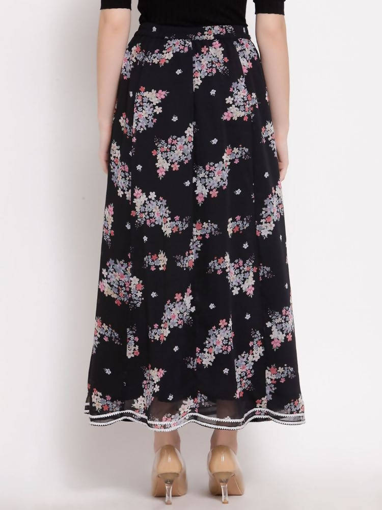 Myshka Women's Multi Georgette Na Na Printed Casual Skirt