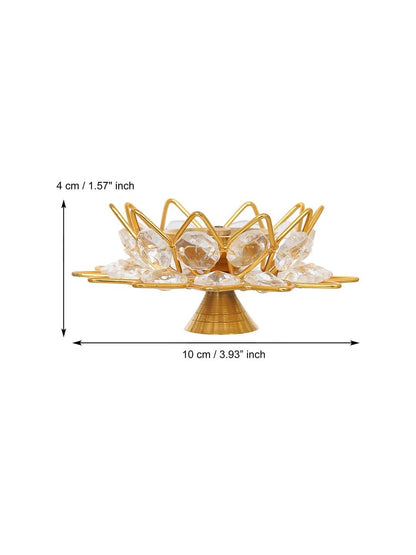 eCraftIndia Gold-Toned & White 2 Pieces Crystal Lotus Shape Brass Diyas - Distacart
