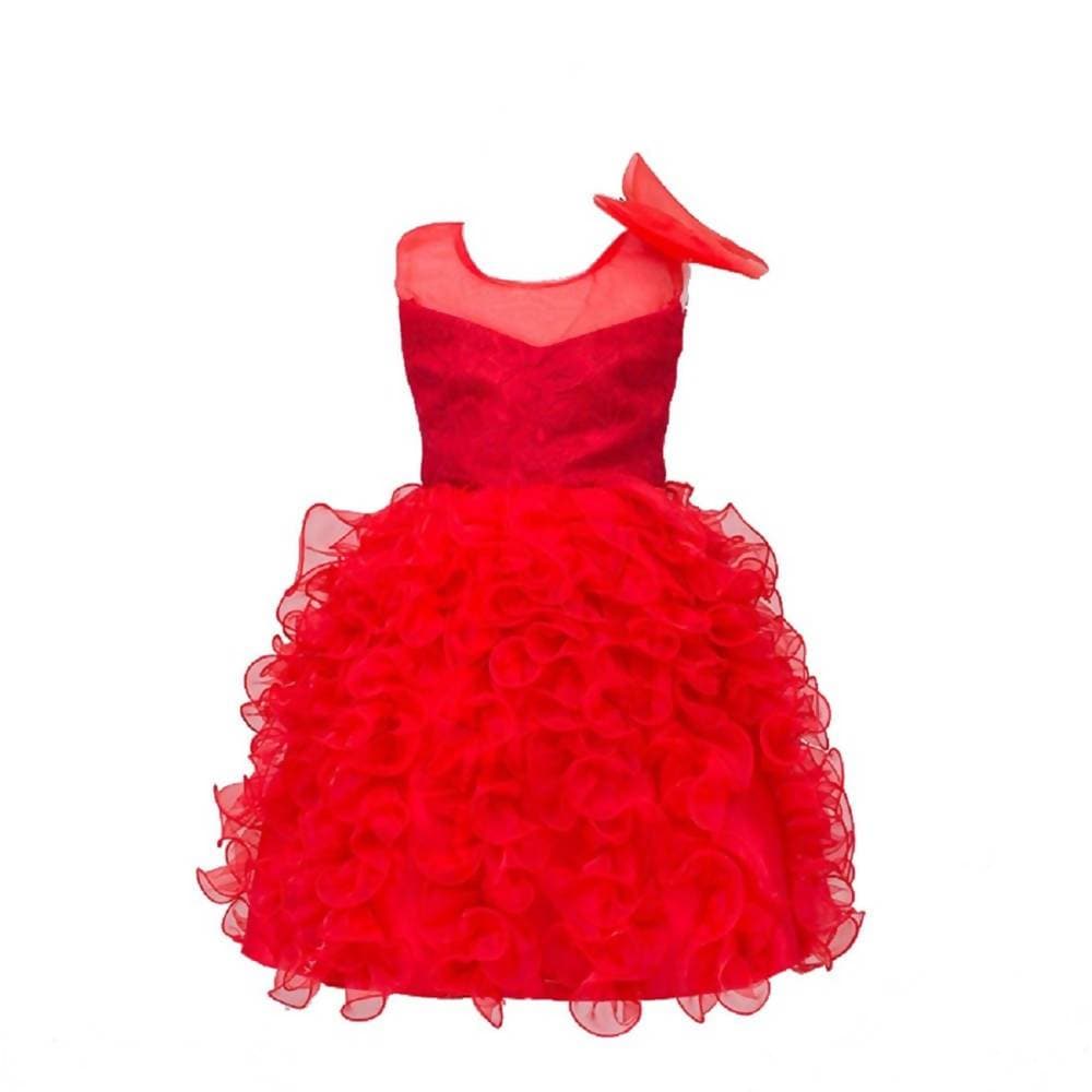 Asmaani Baby Girl's Red Color Satin Knee Length Frock (AS-dress_22092 ) - Distacart