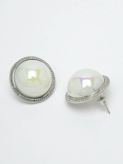 NVR Women's Silver Plated Circular Stud Earrings - Distacart