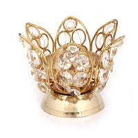 Thumbnail for Puja N Pujari Brass Metal Gold Plated Handcrafted Crystal Diya