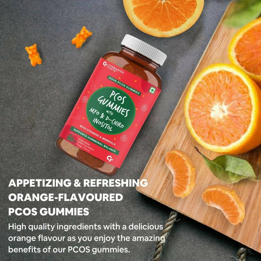 Carbamide Forte PCOS Gummies for Women with Myo & D Chiro Inositol - Orange Flavor - Distacart