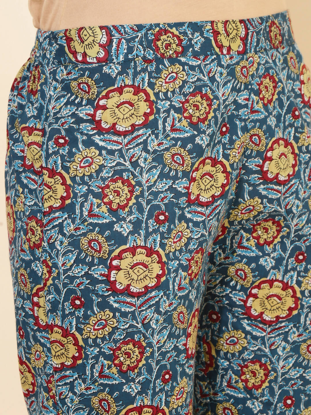 Janasya Women's Blue Cotton Floral Printed Casual Flared Kurta Set - Distacart