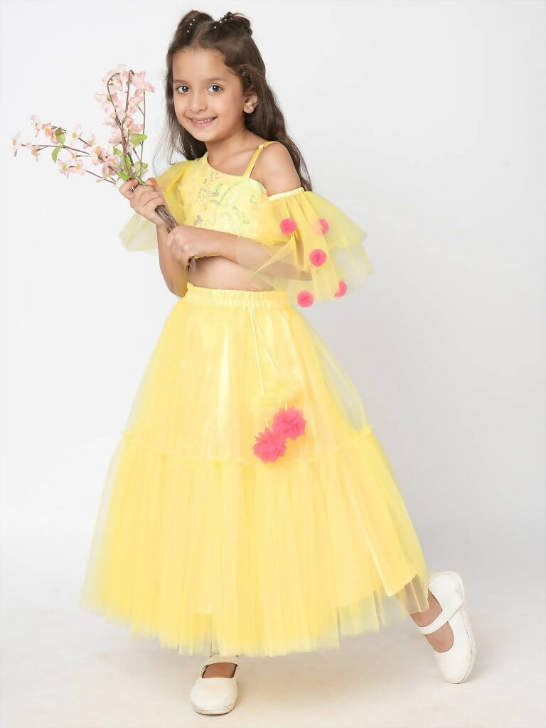 Lil Drama Girls Choli With Ghaghra Set - Yellow - Distacart