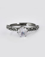 Thumbnail for VOJ white CZ-detail Stainless Steel Cubic Zirconia Rhodium Plated Adjustable Finger Ring - Distacart