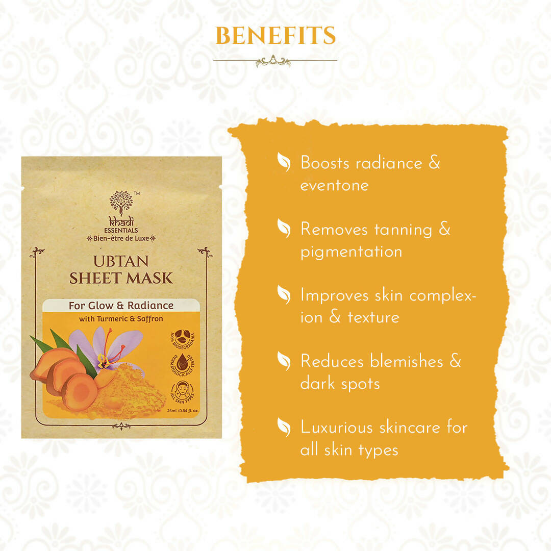 Khadi Essentials Ubtan Serum Sheet Mask - Distacart
