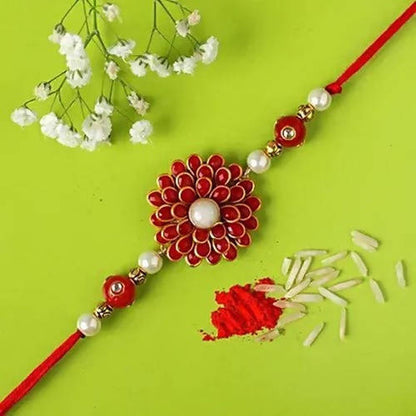 Premium Beads Flower Rakhi & Soan Papdi - Distacart