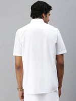 Thumbnail for Ramraj Cotton Mens Half Sleeve Formal 100 % Cotton White Shirt - Distacart