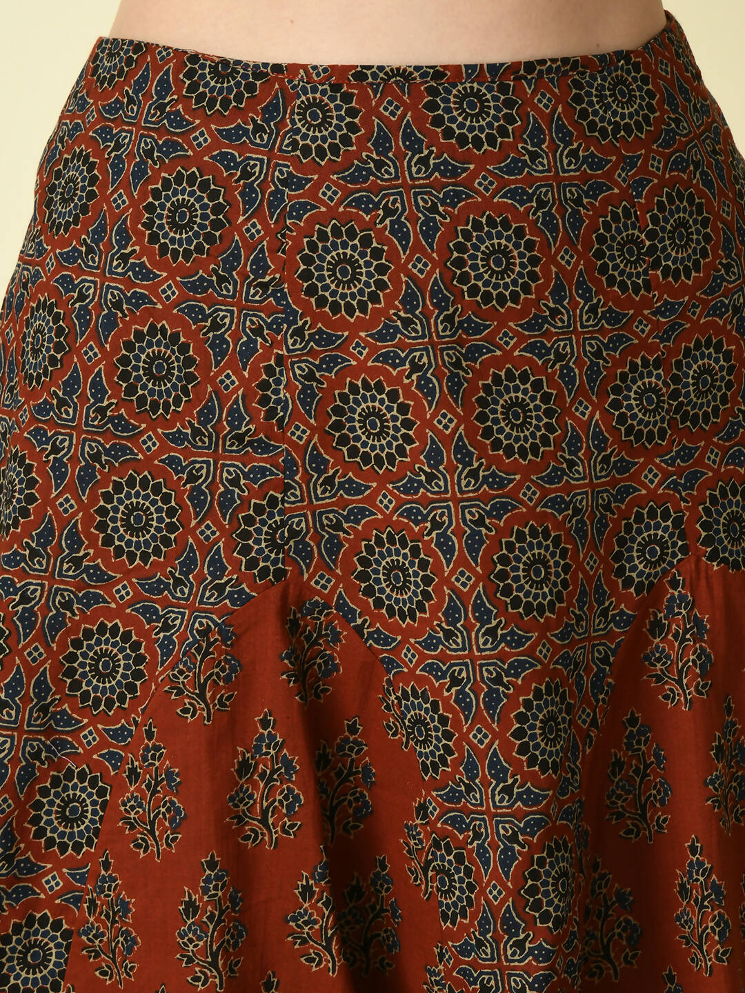 Myshka Women's Rust Round Neck Top With Skirt - Distacart