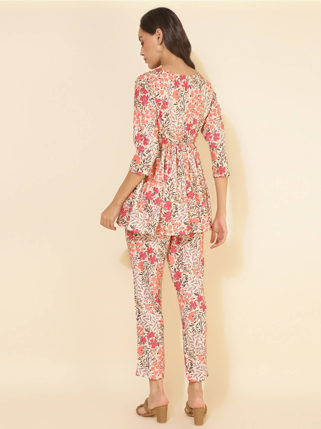 Janasya Women's Multicolor Moss Floral Printed Casual Flared Co-ords - Distacart