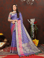 Thumbnail for Lorenvalley Fashion Purple Soft Silk Woven Design with Zari Weaving Leheriya Design Saree - Distacart